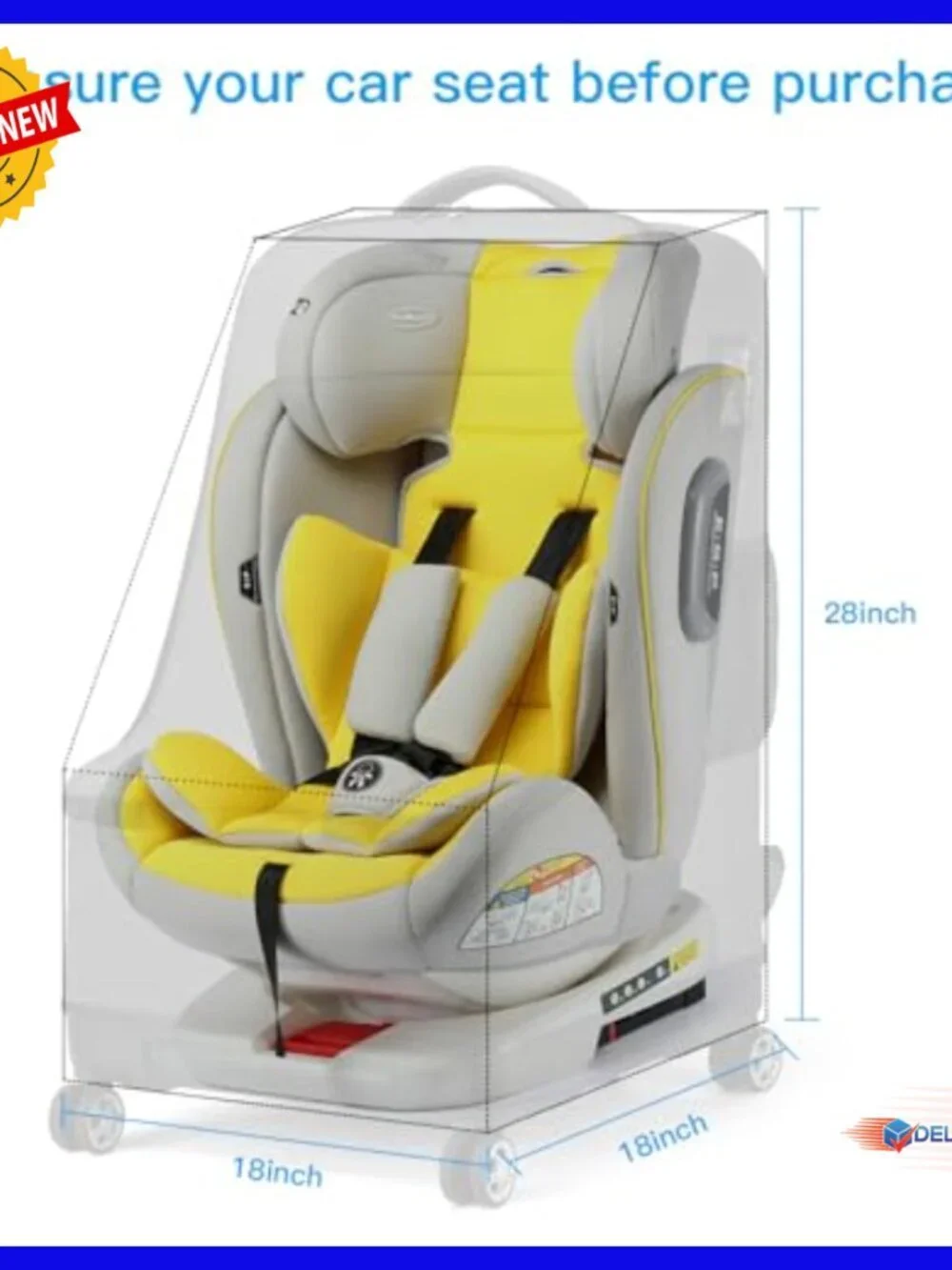 Hard Bottom Car Seat Travel Bag with Spinner Wheels for Airplanes